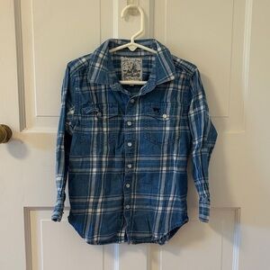 The Black Dog Kids Blue Plaid Button Down Shirt